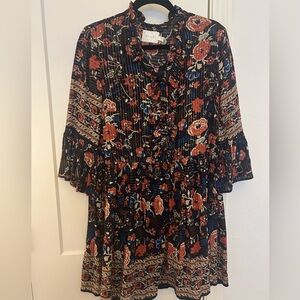 Anthropologie Floral Dress with Bell Sleeves